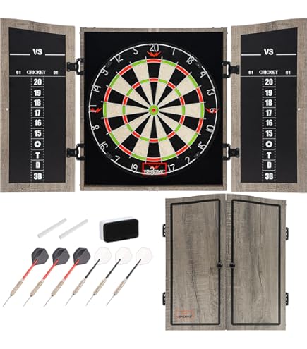 Amazon.com: King's Head Dark Wood Dartboard Cabinet Set